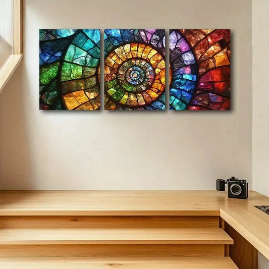 3pcs Splicing Vortex Design Metal Print Ready to Hang Art
