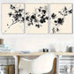 3pcs Asian-Inspired Ink-Wash Floral Canvas Metal Print Ready to Hang Art