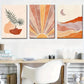 3pcs Modern Plant Leaf Abstract Sun Line Metal Print Ready to Hang Art
