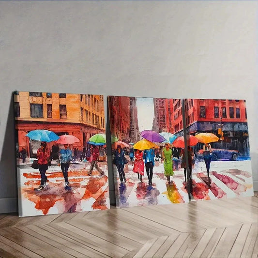 3pcs  The vibrant streets of New York City  Wall Art Set Canvas Framed 40x60cm - High Quality Print 100% Australian Made Wall Canvas Ready to Hang