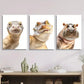 3pcs Funny Animal Portrait Photography Art, Metal Print Ready to Hang Art