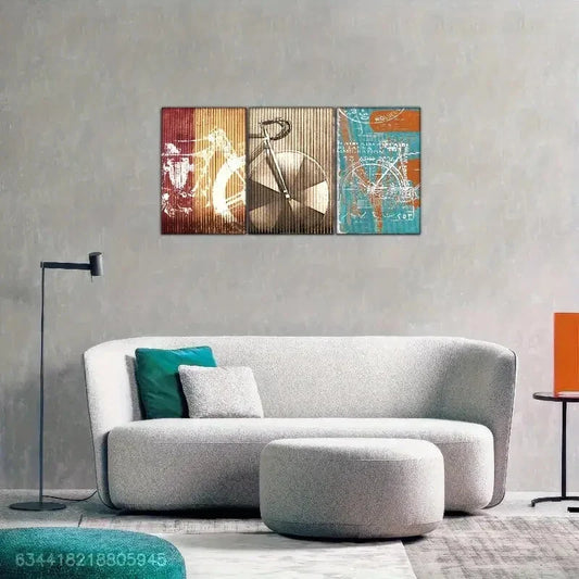 3pcs Golden Embrace, Cool Paint Colors,Abstract Metal Print Ready to Hang Art