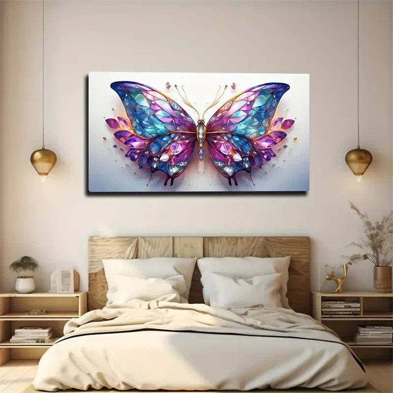 Stunning Butterfly Vibrant Wall Art Canvas Office Home Room Framed 120x60cm