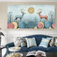 Whimsical Deer Golden Design Wall Art Canvas Office Home Room Framed 120x60cm