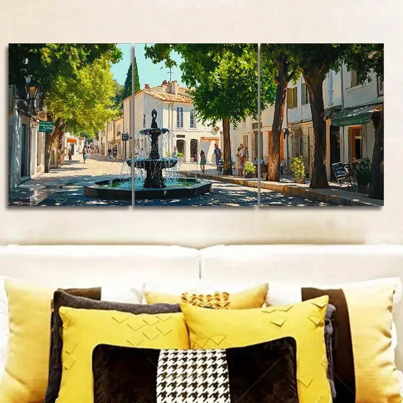 3pcs Ancient City Canal Scenes Wall Art Set Canvas Framed 40x60cm - High Quality Print 100% Australian Made Wall Canvas Ready to Hang