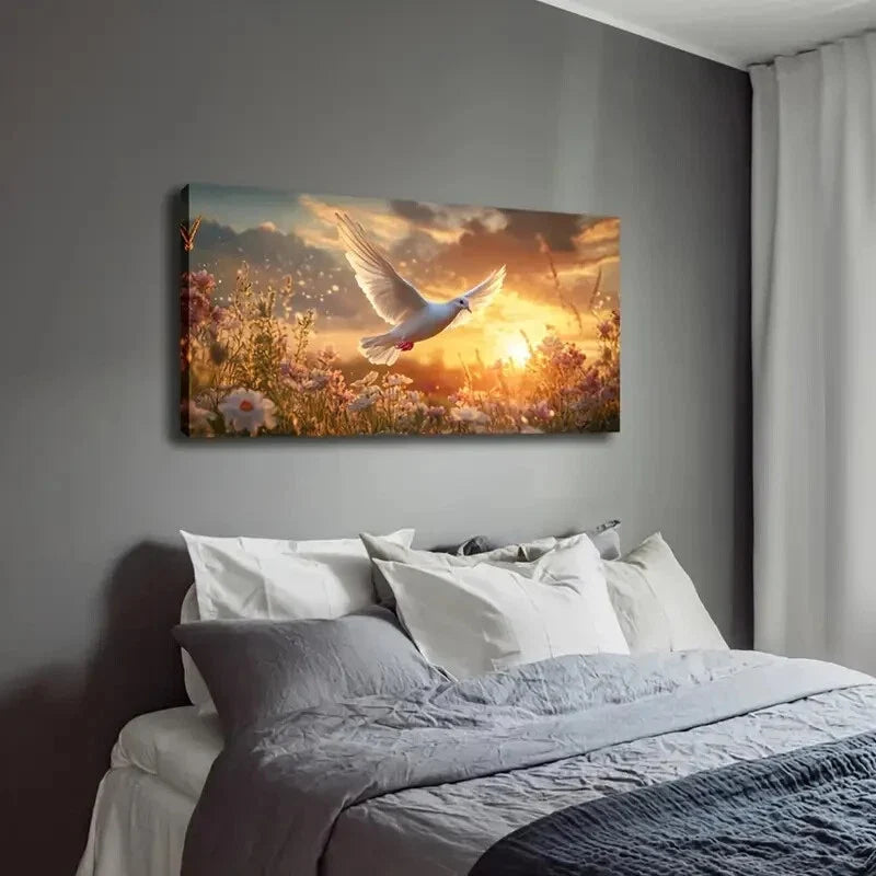 Majestic White Dove in Flight Wall Art Canvas Office Home Room Framed 120x60cm