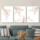 3pcs Vibrant Sakura Watercolor Branches Metal Print Ready to Hang Art