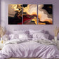 3pcs Red Golden Marble Patterns Luxury Metal Print Ready to Hang Art