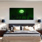 Full Moon Green Light Modern Wall Art Canvas Office Home Room Framed 80x45cm