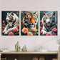 3pcs Stunning Tiger Vibrant Wildlife Paintings Wall Art Set Canvas Framed 40x60cm - High Quality Print 100% Australian Made Wall Canvas Ready to Hang