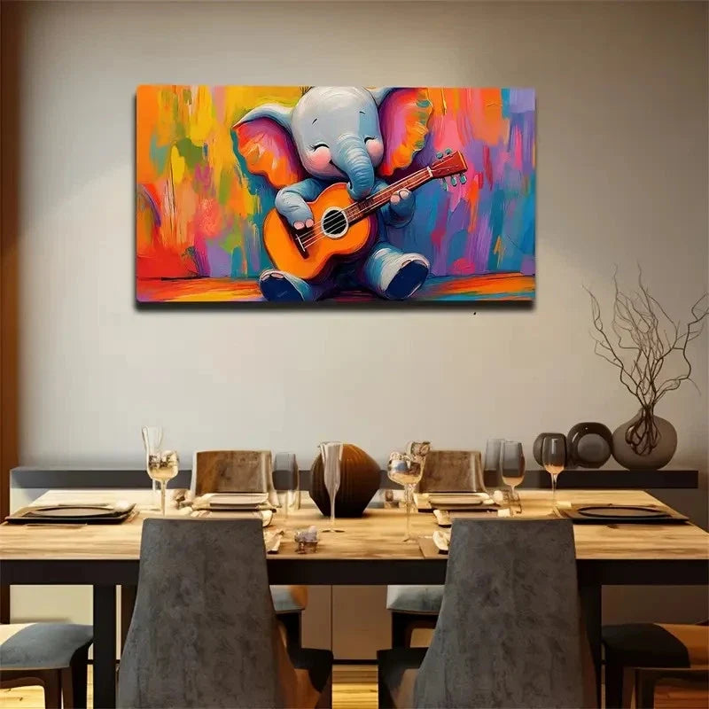 Cute Baby Elephant Playing Wall Art Canvas Office Home Room Framed 120x60cm
