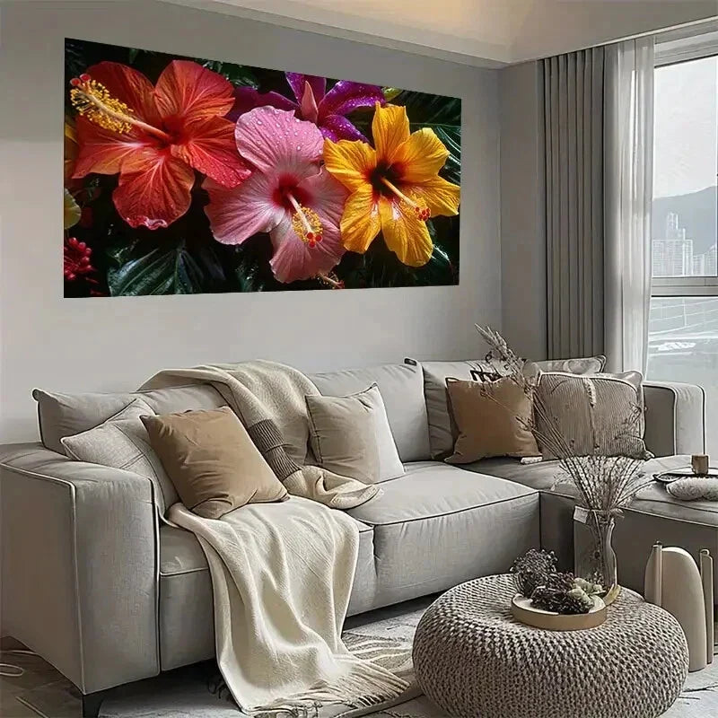 Vibrant Pink, Red, Yellow Wall Art wall canvas office home room framed 120x60cm