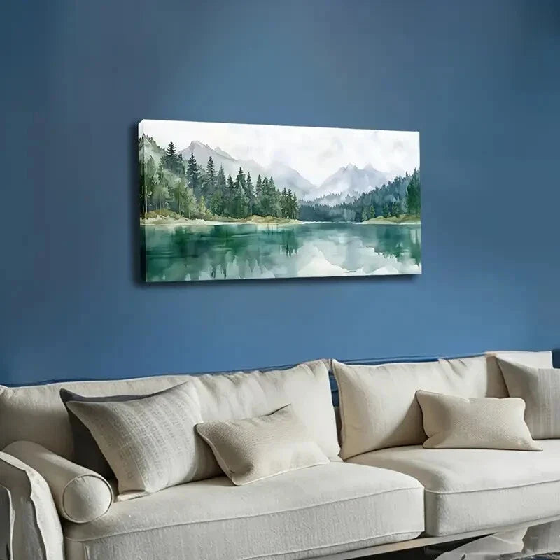 Tranquil Lake Forest Reflection Wall Art Canvas Office Home Room Framed 120x60cm