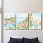 3pcs coastal city watercolor art Metal Print Ready to Hang Art