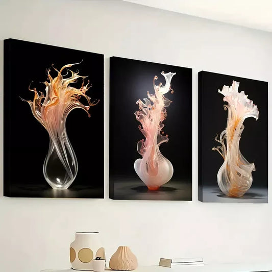 3pcs Simple Style Fashion art glass bottles Wall Art Set Canvas Framed 40x60cm - High Quality Print 100% Australian Made Wall Canvas Ready to Hang