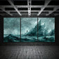 3pcs Iceberg Series Textured Green Tonal Metal Print Ready to Hang Art