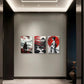 3pcs Japan Samurai with Cherry Blossom Metal Print Ready to Hang Art