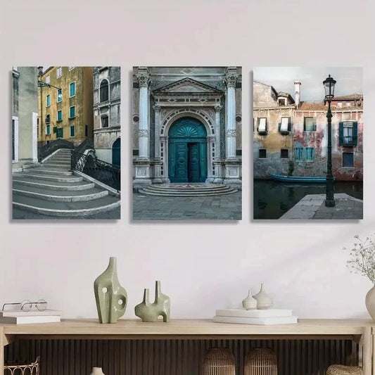 3pcs Band Bridge on the Grand Canal in Venice Metal Print Ready to Hang Art
