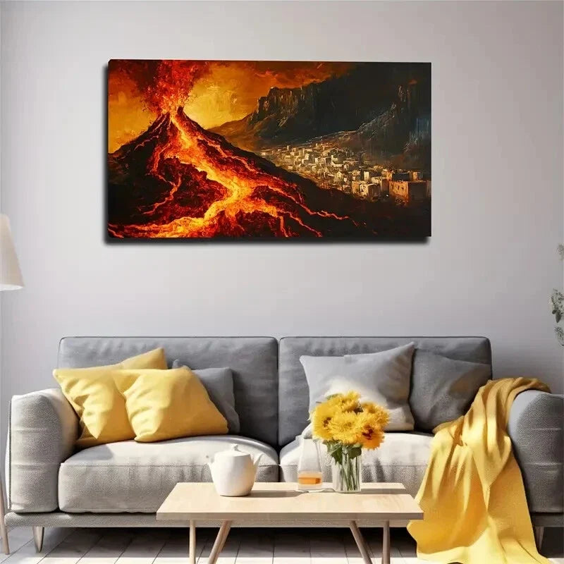 Hot Lava Gushing Out Nature Wall Art Canvas Office Home Room Framed 120x60cm