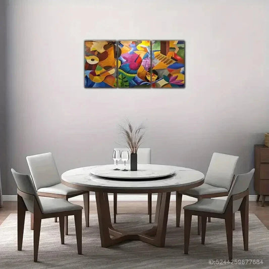 3pcs Street Art, Pop Art, Abstract Art Style Metal Print Ready to Hang Art