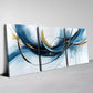 3pcs Elegant Blue & Gold Abstract Shapes Wall Art Set Canvas Framed 40x60cm - High Quality Print 100% Australian Made Wall Canvas Ready to Hang