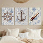3pcs Ocean Theme Steering Wheel Telescope Ship Metal Print Ready to Hang Art