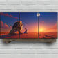3pcs Lion Rabbit Sunset Modern Art Clouds Metal Print Ready to Hang Art