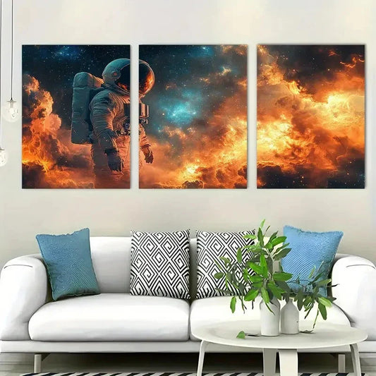 3pcs Set of three Free Astronaut Wall Decor Metal Print Ready to Hang Art