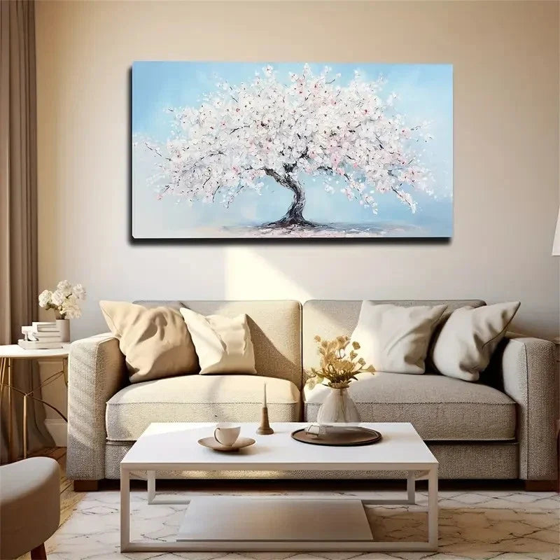 Lush White And Pink Flowers Wall Art Canvas Office Home Room Framed 80x45cm
