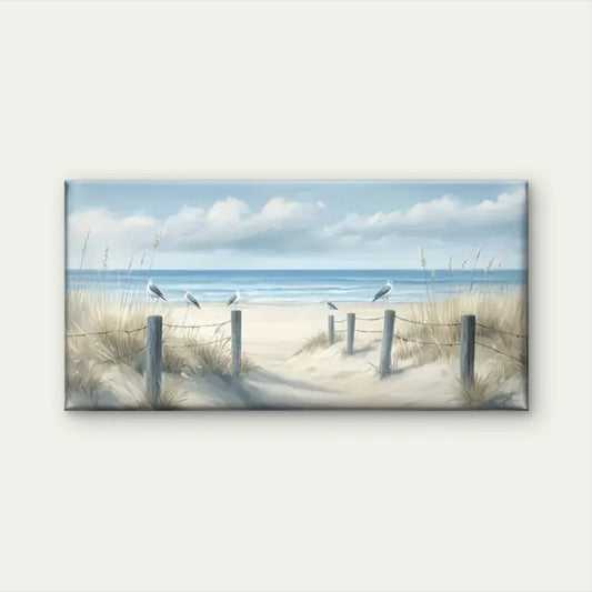 Beach Scene Sand Sky Wall Art Canvas Office Home Room Framed 80x45cm