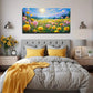 Vibrant Floral Landscape Wall Art canvas office home room framed 120x60cm