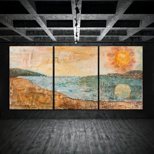 3pcs Tranquility Beach Theme Metal Print Ready to Hang Art