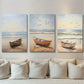 3pcs Beach Boat Flying Birds Blue Sky Metal Print Ready to Hang Art