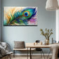 Vibrant Peacock Feather Wall Art Canvas Office Home Room Framed 120x60cm