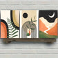 3pcs Sun Moon and Green Grass Poster Abstract Metal Print Ready to Hang Art