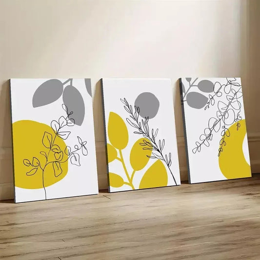 3pcs Modern Aesthetic Starry Sky Floral Night Wall Art Set Canvas Framed 40x60cm - High Quality Print 100% Australian Made Wall Canvas Ready to Hang