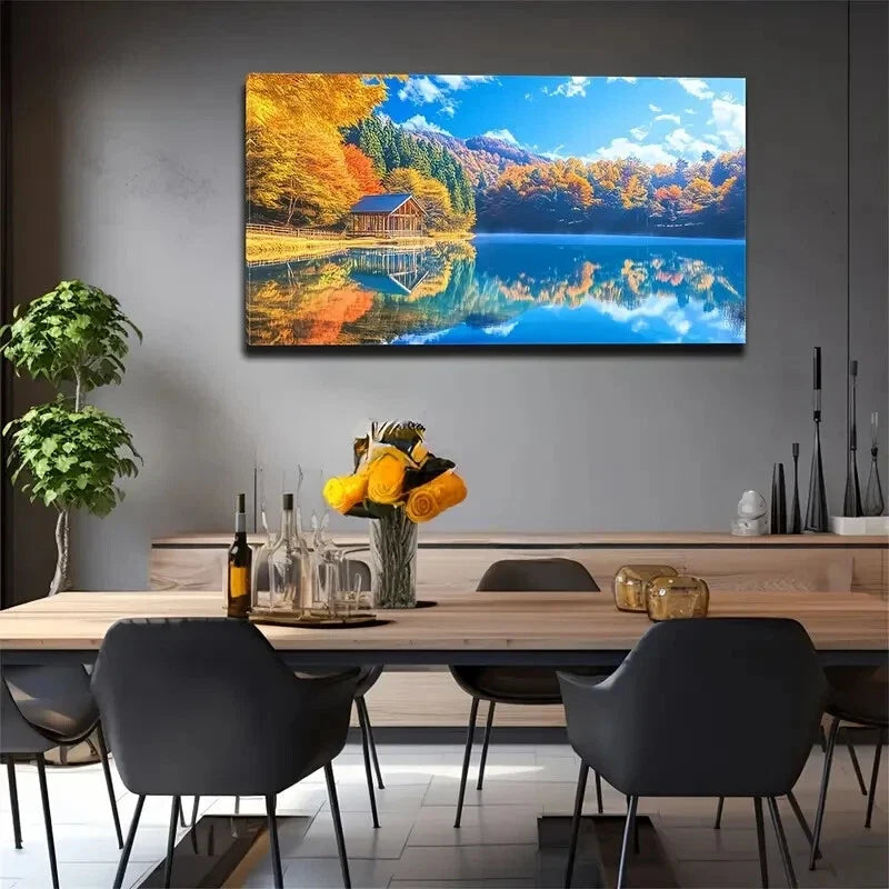 Clear Sky Calm Lake Reflecting Wall Art Canvas Office Home Room Framed 120x60cm