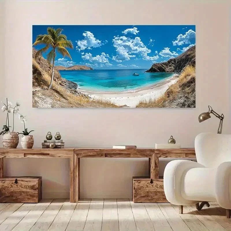 Modern Tropical Beach Nature Wall Art Canvas Office Home Room Framed 120x60cm