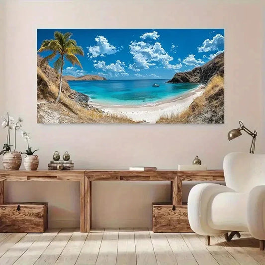 Modern Tropical Beach Nature Wall Art Canvas Office Home Room Framed 120x60cm