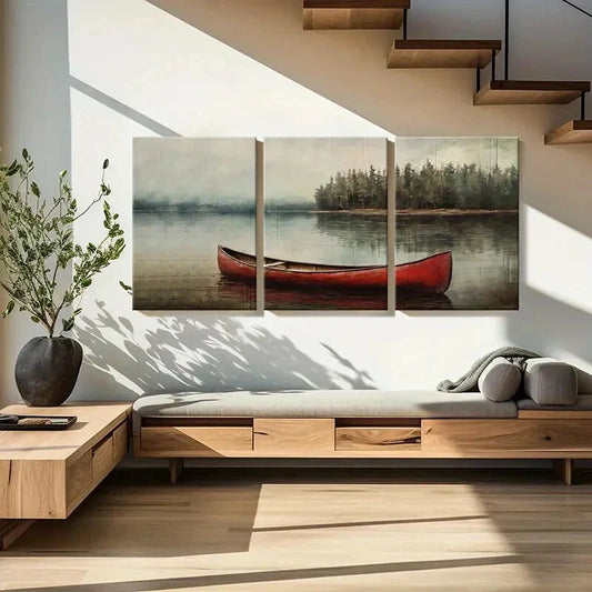 3pcs Serene Canoe Metal Print Ready to Hang Art