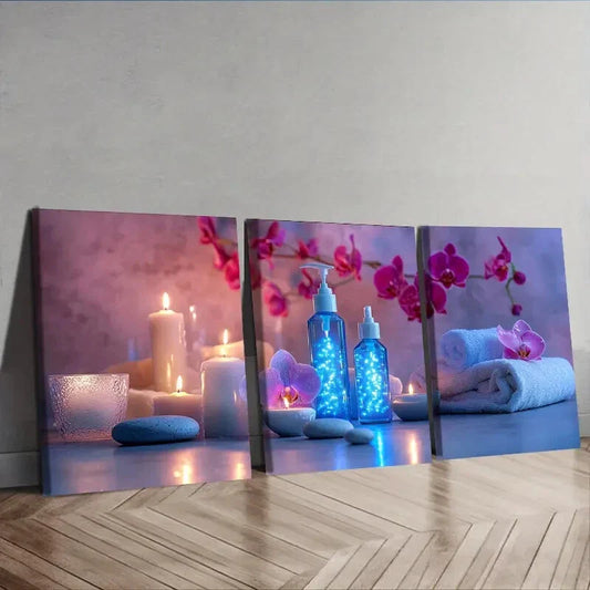3pcs  Spa candle  Wall Art Set Canvas Framed 40x60cm - High Quality Print 100% Australian Made Wall Canvas Ready to Hang