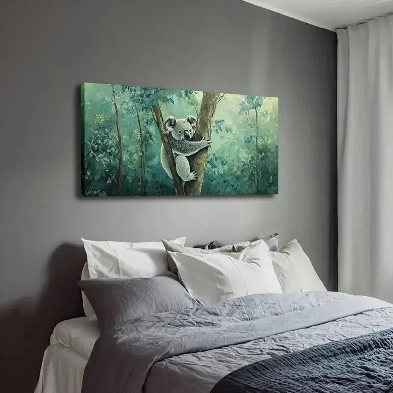 Modern Minimalist Sloth Tree Wall Art Canvas Office Home Room Framed 120x60cm