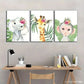 3pcs Artistic Display Wild Animal Cubs Plants Metal Print Ready to Hang Art