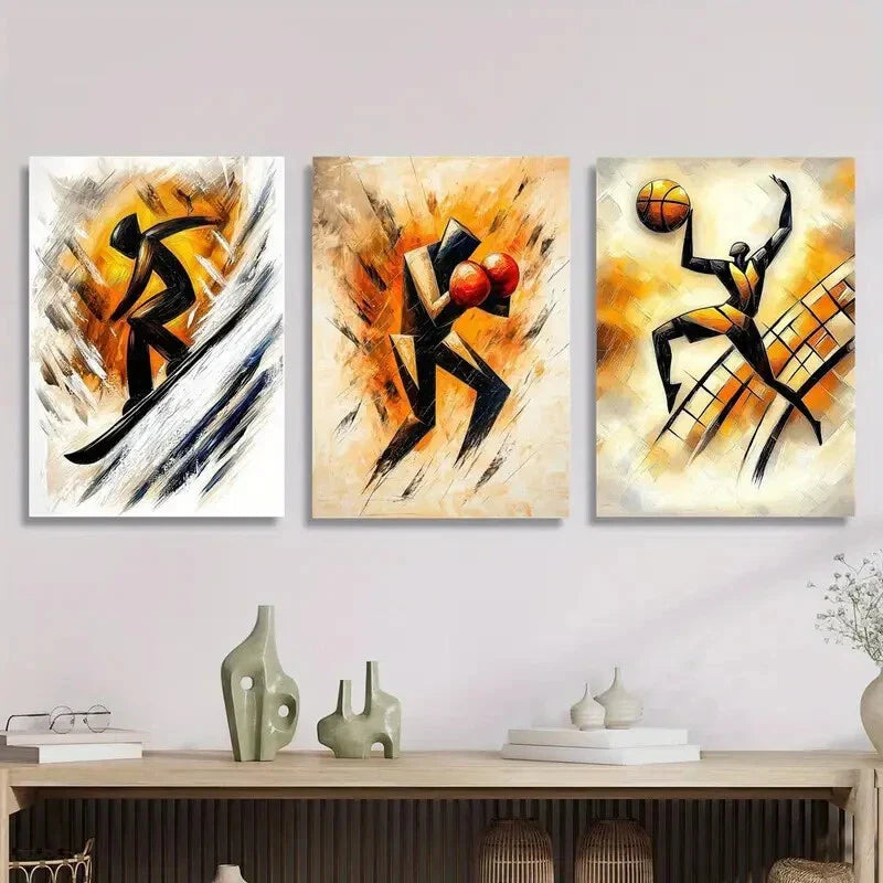 3pcs Extreme Skier, Boxing, Basketball   Metal Print Ready to Hang Art