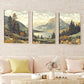 3pcs Vintage Style Mountain Landscape Nature Wall Art Set Canvas Framed 40x60cm - High Quality Print 100% Australian Made Wall Canvas Ready to Hang