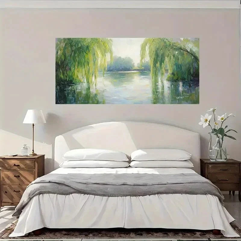 Willow Trees Reflection Wall Art Canvas Office Home Room Framed 120x60cm