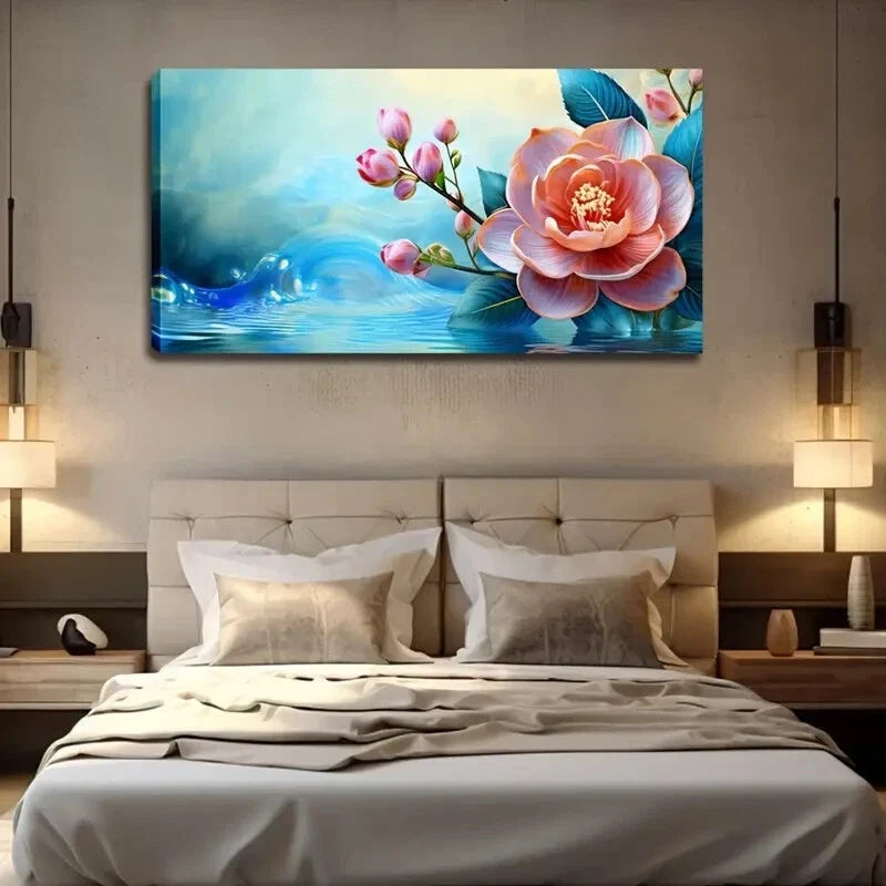 Pink Blooming Flower Buds Wall Art Canvas Office Home Room Framed 120x60cm