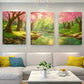 3pcs A Serene Forest Scene with Cherry Metal Print Ready to Hang Art