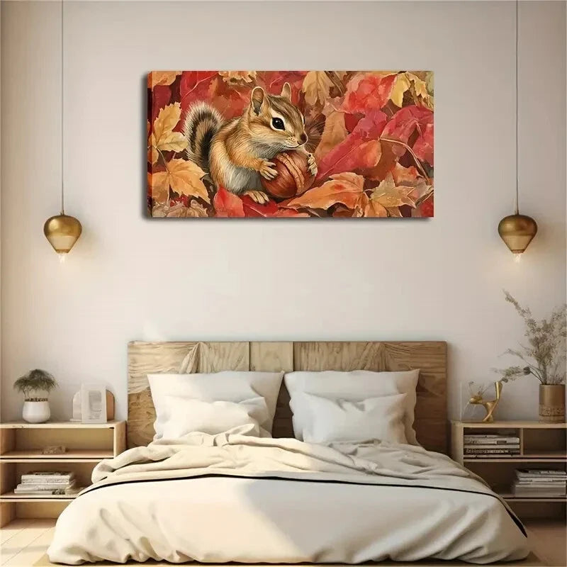 A Squirrel Holding A Hazelnut Wall Art Canvas Office Home Room Framed 120x60cm