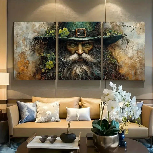 3pcs Whimsical Furious Leprechaun Metal Print Ready to Hang Art